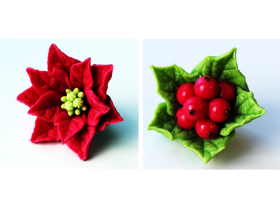 Форма Ягоды Холли гроздь + Рождественский цветок