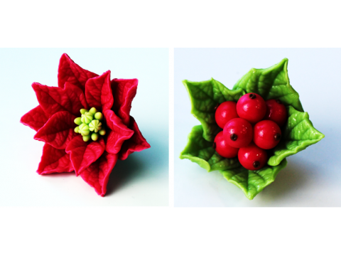 Форма Ягоды Холли гроздь + Рождественский цветок