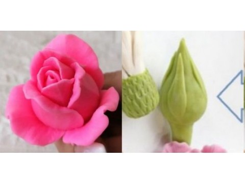 Форма "Роза Кристина и бутон розы зелёный" пара