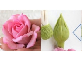Форма "Роза Карина и бутон розы зелёный" пара
