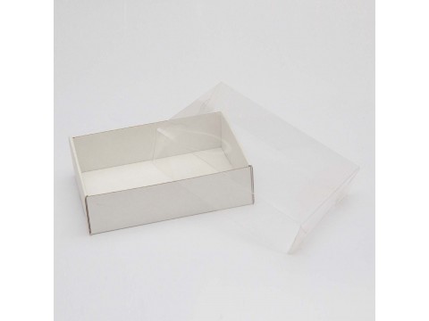 Коробка белая с прозрачной крышкой на два мыла