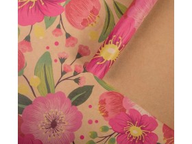 Бумага упаковочная крафтовая "Яркие цветы" 50х70 см