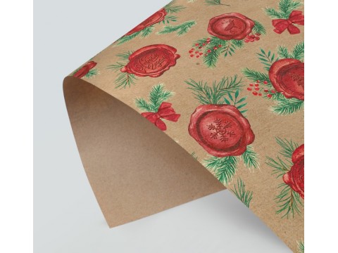 Бумага упаковочная крафтовая «Новогодняя посылка», 50 × 70 см